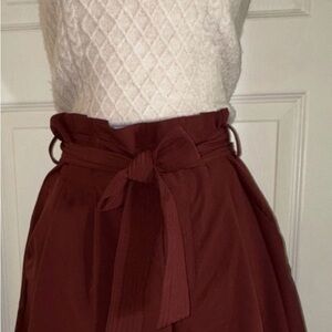 Athleta Rich Brown A-Line Skirt with Bow